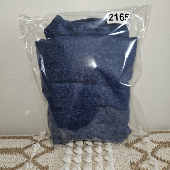 Chico's Size 2 | Large Button Front Shirt Dress Blue Rayon Linen Blend - Picture 13 of 13